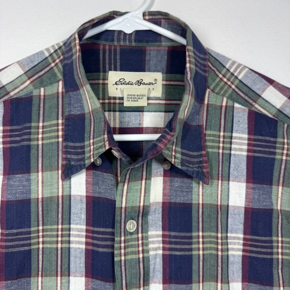 Eddie Bauer Mens Plaid Short Sleeve Button Up Casual Shirt Sz Medium - Picture 1 of 8